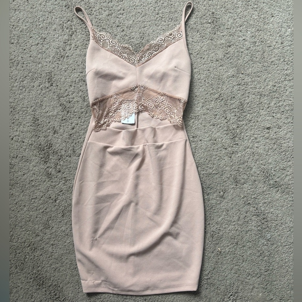 Windsor nude cut out mini dress - size small